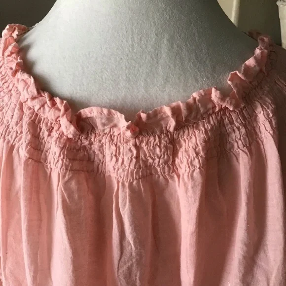 love J Off Shoulder Eyelet Blouse XLARGE Cropped Coral Pink 100% Cotton Romantic - Picture 11 of 16